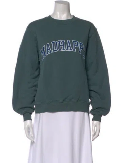 Pre-owned Madhappy Graphic Print Crew Neck Sweatshirt In Green