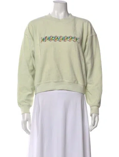 Pre-owned Madhappy Graphic Print Crew Neck Sweatshirt In Green