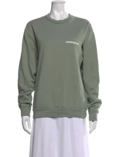 Pre-owned Madhappy Graphic Print Crew Neck Sweatshirt In Green