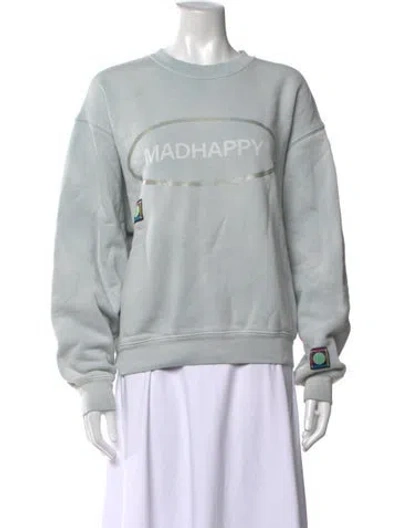 Pre-owned Madhappy Graphic Print Crew Neck Sweatshirt In Green