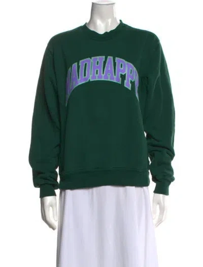 Pre-owned Madhappy Graphic Print Crew Neck Sweatshirt In Green