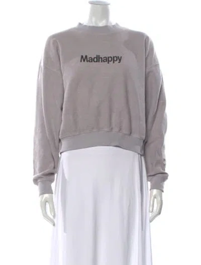 Pre-owned Madhappy Graphic Print Crew Neck Sweatshirt In Grey