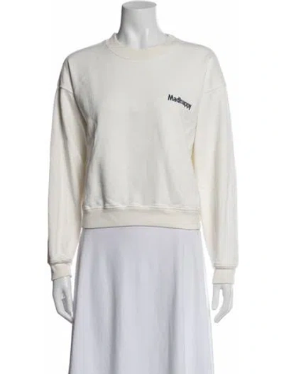 Pre-owned Madhappy Graphic Print Crew Neck Sweatshirt In Neutrals/white