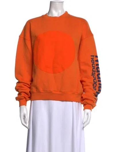 Pre-owned Madhappy Graphic Print Crew Neck Sweatshirt In Orange