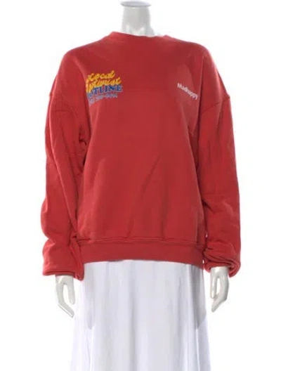 Pre-owned Madhappy Graphic Print Crew Neck Sweatshirt In Orange