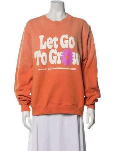 Pre-owned Madhappy Graphic Print Crew Neck Sweatshirt In Orange