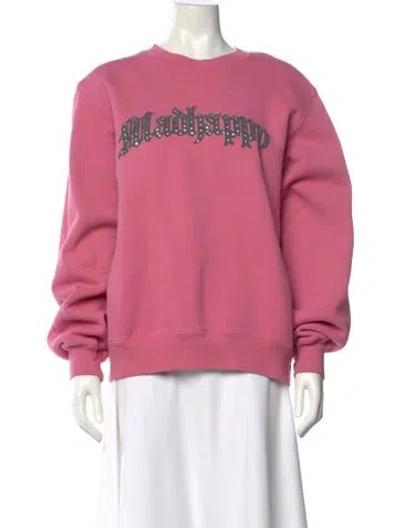 Pre-owned Madhappy Graphic Print Crew Neck Sweatshirt In Pink