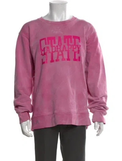 Pre-owned Madhappy Graphic Print Crew Neck Sweatshirt In Pink