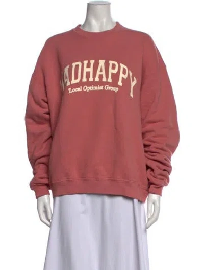 Pre-owned Madhappy Graphic Print Crew Neck Sweatshirt In Pink