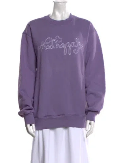 Pre-owned Madhappy Graphic Print Crew Neck Sweatshirt In Purple