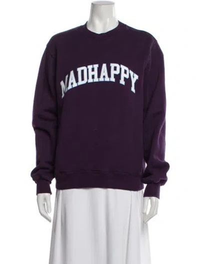 Pre-owned Madhappy Graphic Print Crew Neck Sweatshirt In Purple