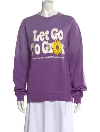 Pre-owned Madhappy Graphic Print Crew Neck Sweatshirt In Purple