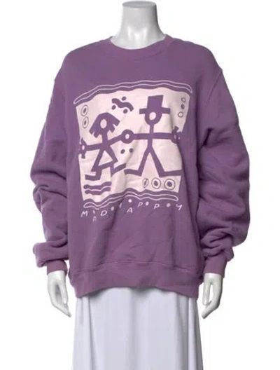 Pre-owned Madhappy Graphic Print Crew Neck Sweatshirt In Purple