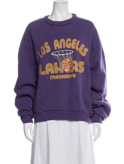 Pre-owned Madhappy Graphic Print Crew Neck Sweatshirt In Purple