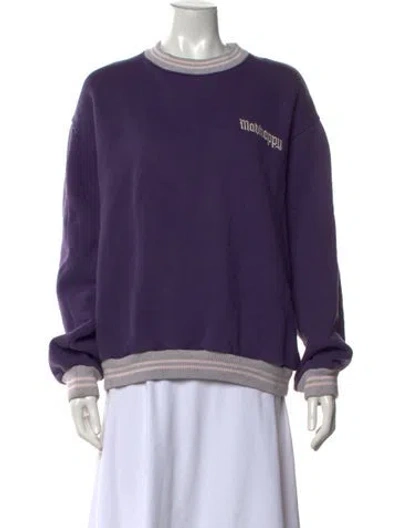 Pre-owned Madhappy Graphic Print Crew Neck Sweatshirt In Purple