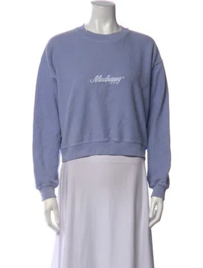 Pre-owned Madhappy Graphic Print Crew Neck Sweatshirt In Purple