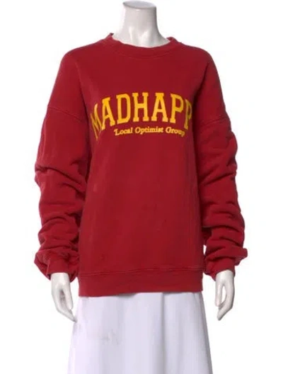 Pre-owned Madhappy Graphic Print Crew Neck Sweatshirt In Red
