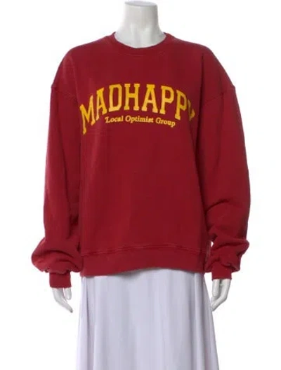 Pre-owned Madhappy Graphic Print Crew Neck Sweatshirt In Red