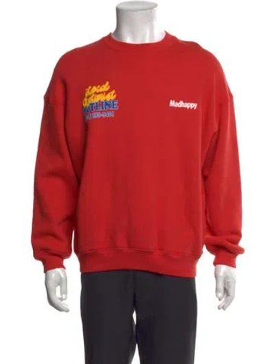 Pre-owned Madhappy Graphic Print Crew Neck Sweatshirt In Red
