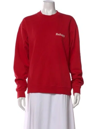 Pre-owned Madhappy Graphic Print Crew Neck Sweatshirt In Red