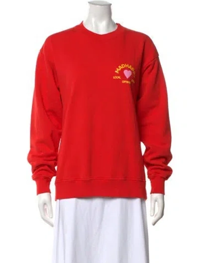 Pre-owned Madhappy Graphic Print Crew Neck Sweatshirt In Red
