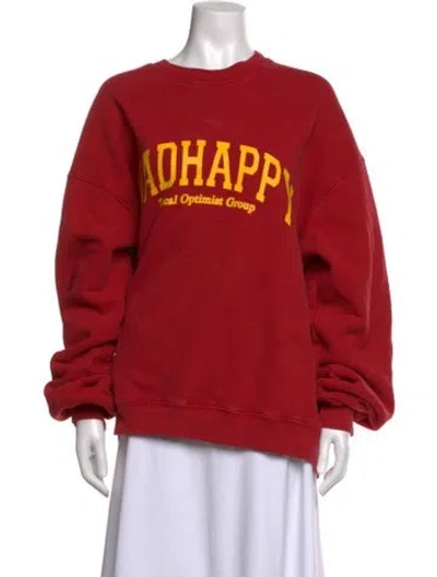 Pre-owned Madhappy Graphic Print Crew Neck Sweatshirt In Red
