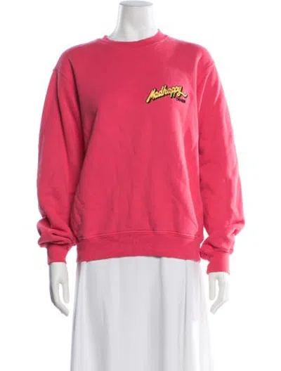 Pre-owned Madhappy Graphic Print Crew Neck Sweatshirt In Red