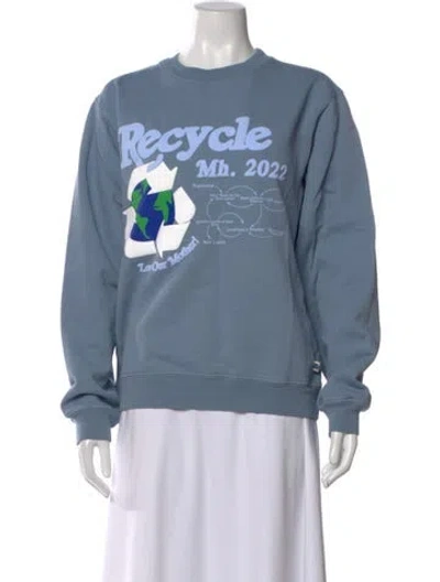 Pre-owned Madhappy Graphic Print Crew Neck Sweatshirt W/ Tags In Blue