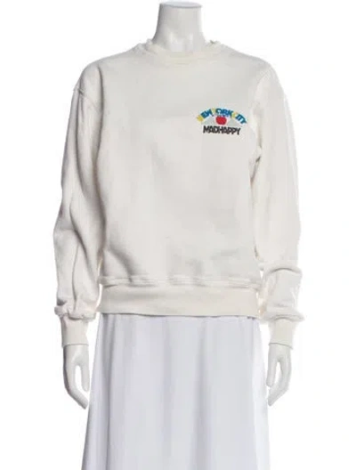 Pre-owned Madhappy Graphic Print Crew Neck Sweatshirt In White
