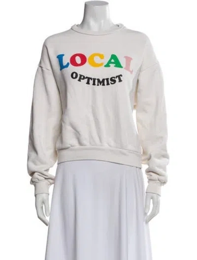 Pre-owned Madhappy Graphic Print Crew Neck Sweatshirt In White