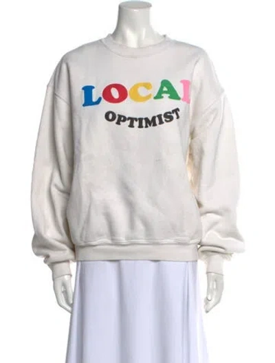 Pre-owned Madhappy Graphic Print Crew Neck Sweatshirt In White
