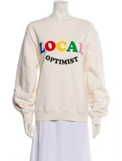 Pre-owned Madhappy Graphic Print Crew Neck Sweatshirt In White