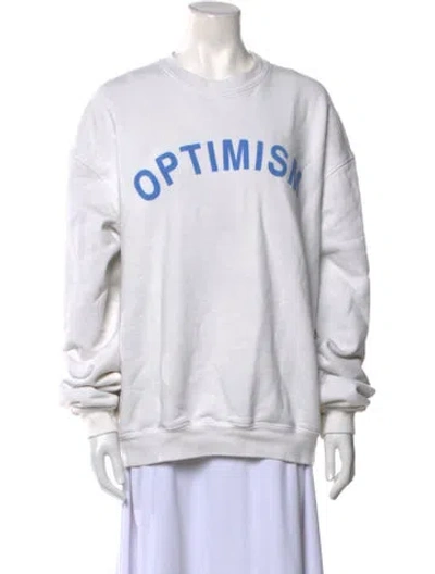 Pre-owned Madhappy Graphic Print Crew Neck Sweatshirt In White