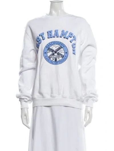 Pre-owned Madhappy Graphic Print Crew Neck Sweatshirt In White
