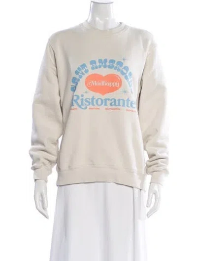 Pre-owned Madhappy Graphic Print Crew Neck Sweatshirt In White