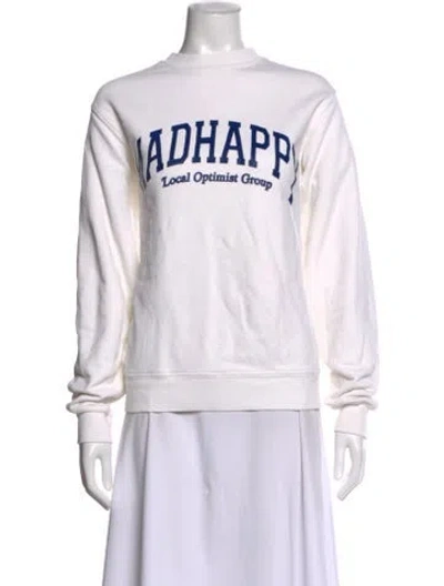 Pre-owned Madhappy Graphic Print Crew Neck Sweatshirt In White