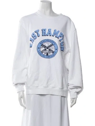 Pre-owned Madhappy Graphic Print Crew Neck Sweatshirt In White