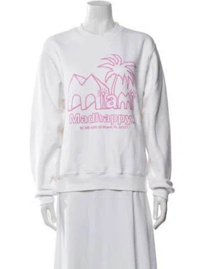 Pre-owned Madhappy Graphic Print Crew Neck Sweatshirt In White