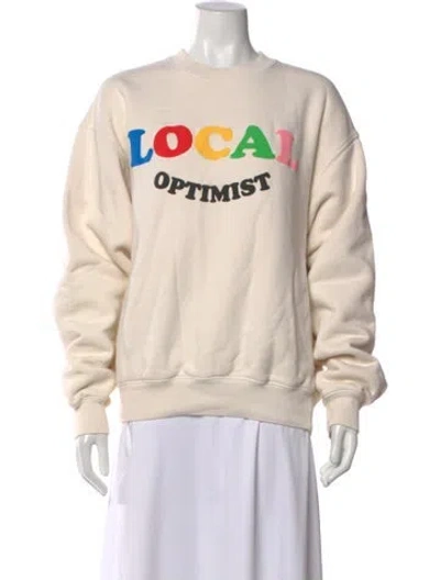 Pre-owned Madhappy Graphic Print Crew Neck Sweatshirt In White