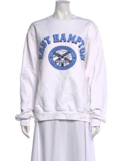Pre-owned Madhappy Graphic Print Crew Neck Sweatshirt In White
