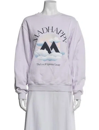 Pre-owned Madhappy Graphic Print Crew Neck Sweatshirt In White