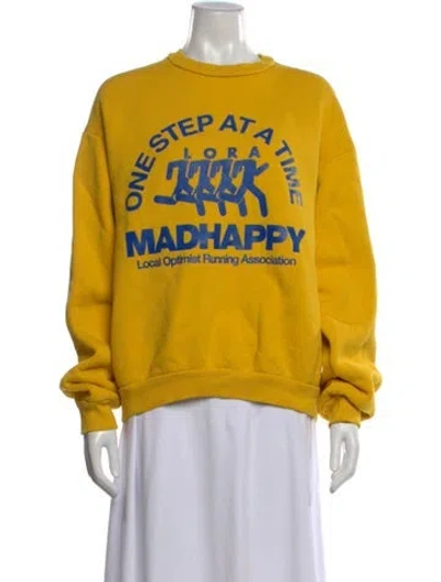 Pre-owned Madhappy Graphic Print Crew Neck Sweatshirt In Yellow