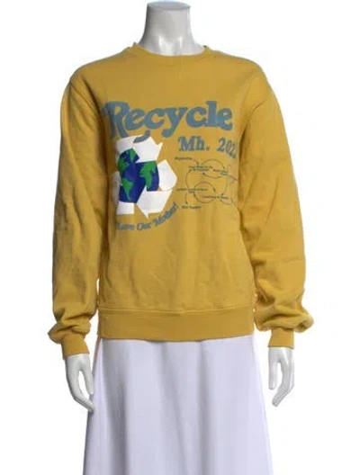 Pre-owned Madhappy Graphic Print Crew Neck Sweatshirt In Yellow