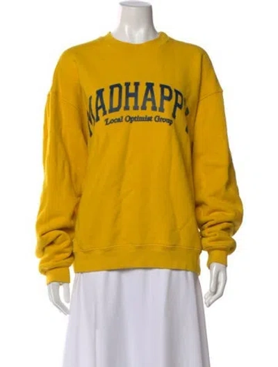 Pre-owned Madhappy Graphic Print Crew Neck Sweatshirt In Yellow