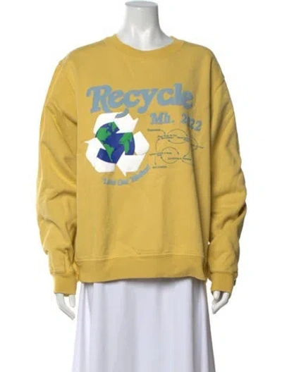 Pre-owned Madhappy Graphic Print Crew Neck Sweatshirt In Yellow