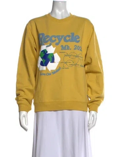 Pre-owned Madhappy Graphic Print Crew Neck Sweatshirt In Yellow