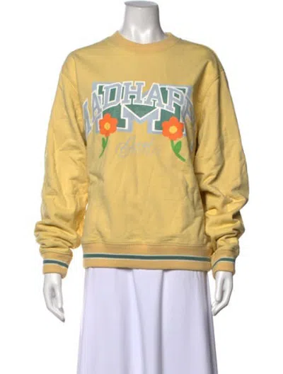 Pre-owned Madhappy Graphic Print Crew Neck Sweatshirt In Yellow