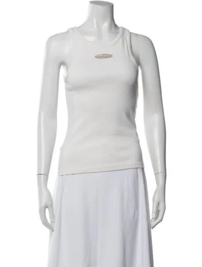 Pre-owned Madhappy Graphic Print Crew Neck Top In White