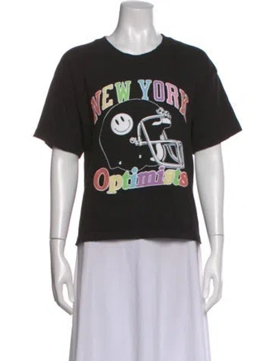 Pre-owned Madhappy Graphic Print Crew Neck T-shirt In Black