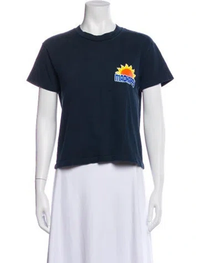 Pre-owned Madhappy Graphic Print Crew Neck T-shirt In Blue